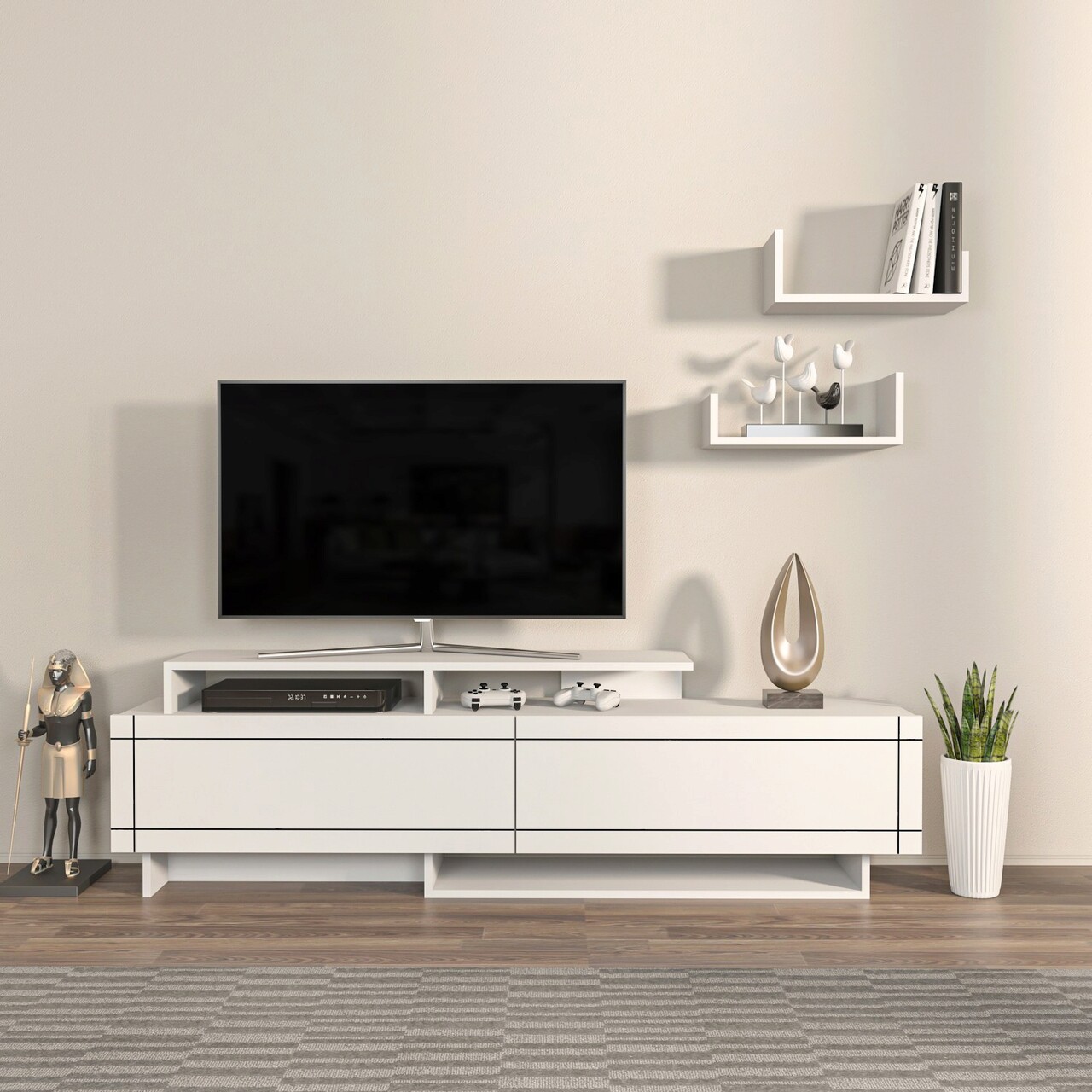 Comoda TV, Hanah Home, Tammy, 180x54x36.8 cm, Alb - imagine 6
